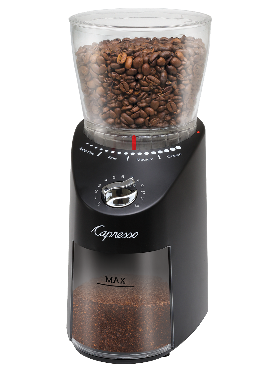 Capresso Infinity Plus Conical Burr Coffee Grinder in Metal – Whole Latte  Love